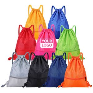 Sac à cordon personnalisé avec logo, style artistique, sac à dos unisexe imperméable et léger pour la salle de sport et les activités de plein air avec poignée souple - Product Image 5