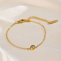 Collier avec pendentif en zircon cubique classique et délicat, en acier inoxydable, brillant, rond, transparent, ensemble collier et bracelet