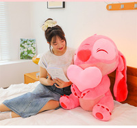 Nouvelle peluche Stitch en forme de cœur avec fleurs, coussin poupée Stitch