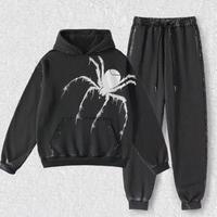 Ensemble de sweats à capuche pour hommes surdimensionnés personnalisés, style vintage, graphique, streetwear, délavé à l'acide