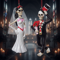 Fabricant d'ornements de crânes en résine personnalisés ODM OEM, figurine suspendue en polyrésine pour la mariée et le marié du Jour des Morts, Halloween