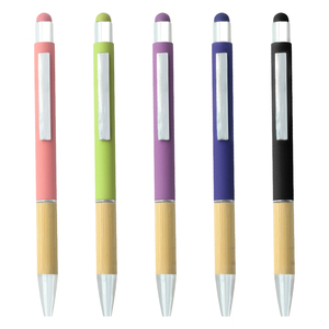 Nuevo Bolígrafo Metálico, Regalo Personalizado para Promoción, Lápiz Capacitivo con Empuñadura de Madera de Bambú - Product Image 4