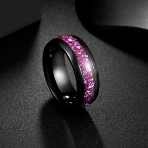 Anillo <span class=keywords><strong>de</strong></span> Boda y para Parejas Unisex <span class=keywords><strong>de</strong></span> Acero Inoxidable 304 con Amatista, <span class=keywords><strong>de</strong></span> Alta Gama, Electrochapado, Nuevo y en Oferta - Product Image 5
