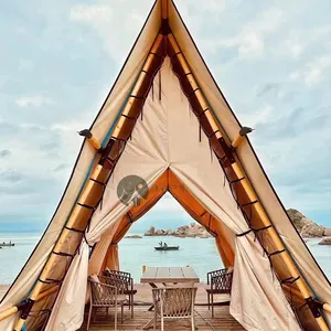आउटडोर सफारी त्रिकोण लकड़ी का तम्बू 4X5