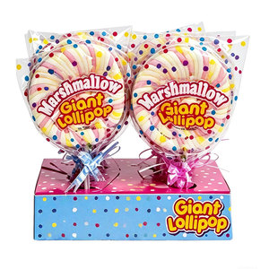 Fabricant Grossiste – Sucettes géantes en guimauve de coton moelleux à la fraise 75g – Guimauves torsadées roses et blanches - Product Image 4