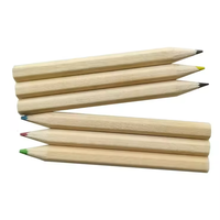 Crayons de couleur miniatures écologiques avec logo personnalisé, 3,5 pouces, 6 couleurs, en bois, pré-affûtés, certifiés EN71, prise en main facile