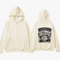 Fournisseur direct d'usine : Sweat à capuche zippé rétro style américain pour homme, imprimé graffiti, automne ; Vêtement d'extérieur décontracté et oversize pour couples