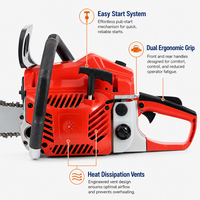 Tronçonneuse à essence 58cc prête pour le chantier, 2,4 kW, robuste, machine à couper le bois avec kit d'accessoires complet