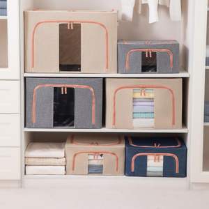 Cajas de Almacenamiento de Ropa al por Mayor - Juego de Contenedores Organizadores Plegables y Apilables con Ventana y Asas de Transporte, Marco Metálico - Product Image 4