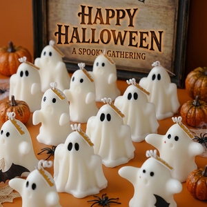 Kleine Geisterförmige Duftkerze Handgefertigt mit Individuellem Duftdesign für Inneneinrichtung Halloween Festliche Dekoration - Product Image 1