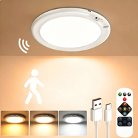 Lampes de plafond à détecteur de mouvement magnétique RGB rechargeables avec télécommande sans fil, lumière de placard à intensité variable, fonctionnant sur piles