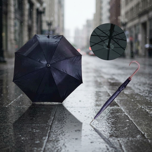 Paraguas Recto Automático Feeling Rain de 102 cm de Diámetro, Mango de Metal, Revestimiento Negro, Poliéster, Diseño Clásico, para Viaje - Product Image 3