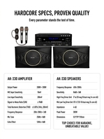 Système audio karaoké haute puissance OKON AK-330 10 pouces avec amplificateur Bluetooth et microphone filaire pour KTV, bar à domicile