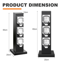 Prise électrique verticale 3 prises en acier inoxydable pour jardin, résistante aux intempéries, multi-standards, sans mise à la terre