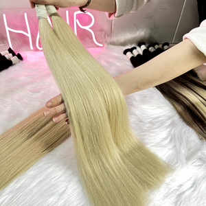 Extensions de cheveux humains vietnamiens vierges 100% couleur personnalisée en vrac à double tirage pour femmes - Product Image 3