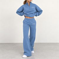 Ensemble de survêtement décontracté deux pièces pour femme : sweat-shirt oversize à quart de zip et pantalon de survêtement large – Fabricant OEM