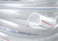 Tuyau flexible en PVC renforcé de fil d'acier spiralé haute pression transparent de 8 mm de diamètre intérieur, usage agricole, épaissi, conforme à la norme ISO