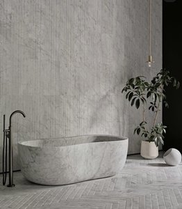 Calcita Blanca de Carrara Italiana con Vetas Negras, Losa Grande Premium Moderna para Dormitorio, Baño, Cocina, Villa, Sala de Estar, Comedor - Product Image 5