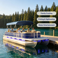 Bateau ponton en aluminium Premium Kinocean 26 pieds, qualité marine, multi-chambres, avec système d'éclairage complet