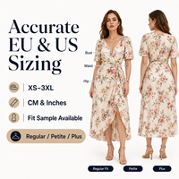 Robe midi florale en viscose, imprimé personnalisé, tailles EU/US XS-3XL, échantillon rapide en 7 jours, qualité AQL 1.25, support du pack technique
