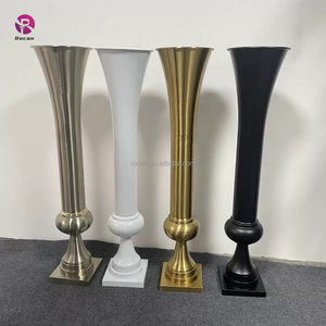 Hot đám cưới đạo cụ bảng hoa đứng bạc vàng đen gương Shinny hoa bình đứng bên bảng centerpieces trang trí - Product Image 4