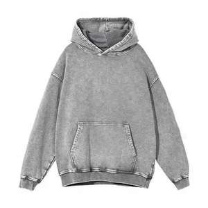 Sweat à capuche zippé doublé gris délavé style vintage pour homme et femme – Décontracté, streetwear, polaire doux et chaud, style rétro, usage quotidien - Product Image 1