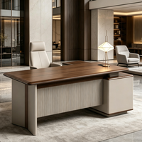Bureau de direction moderne en forme de L avec design modulaire, montage facile, en bois, pour hôtels et villas