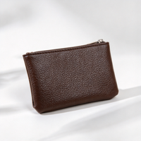 Porte-monnaie mini personnalisé en cuir PU pour femme, avec logo estampé à chaud, grain de galet, fermeture éclair, petit portefeuille pour cartes, idéal pour un cadeau