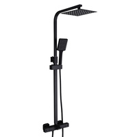 Ensemble de robinetterie de douche thermostatique pour salle de bain en laiton noir, avec bec de baignoire et mitigeur de baignoire