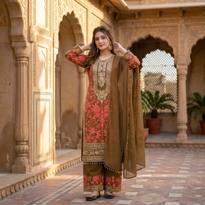 Designer Heavy Diamond Georgette Embroidered Sequence Work with Fancy <b>Top</b>-plazzo Dupatta Set for Party Daily Wear - Product Image 1