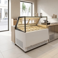 Commerciële ijsvitrine gelato-vriezer showcase 10 12 14 bakken schuine glazen LED verlichting voor winkelbalie