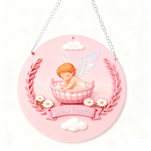 Plaque commémorative de baptême de nouveau-né en résine personnalisable-Cadeau significatif pour la commémoration de la protection divine du bébé - Product Image 5