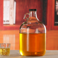 Carafe ronde en verre de 1 gallon avec poignée pour la fabrication de bière, contenant de stockage, bouteille pour l'emballage de la vodka/du spiritueux/du liqueur/du vin, ambre clair