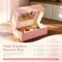 Boîtes alimentaires pliables rectangulaires transparentes personnalisées avec fenêtre pour mini-cupcakes, gâteaux et biscuits de 6 pouces