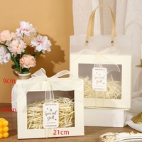 Boîte cadeau rigide transparente avec fenêtre, en carton gris texturé spécial et raphia – Simple, pour anniversaire/mariage/cosmétiques
