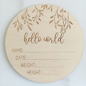 Cartes de développement mensuel en bois pour bébé, accessoires photo « Hello World » pour nouveau-né, disques d'annonce de naissance, souvenir de croissance mensuelle, décoration de chambre d'enfant - Product Image 1