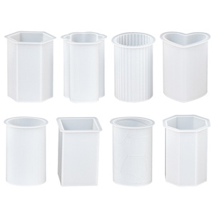Moules à bougies en silicone réutilisables, <span class=keywords><strong>formes</strong></span> cylindriques/hexagonales/octogonales/cœur/carrées pour kit de fabrication de bougies DIY, savon, artisanat en résine - Product Image 2