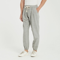 Pantalon en lin naturel pour homme, décontracté et habillé, taille mi-haute, style hip-hop, service OEM disponible