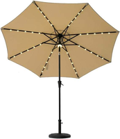Parasol solaire LED Uplion en acier de 2,7 m avec 32 lumières, inclinable et à manivelle, mobilier d'extérieur moderne pour parcs et cours