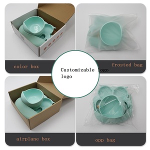 Non Toxic Silicone Baby <b>Dinnerware</b> <b>Set</b> with Suction Bowl and Divided Plate Dishwasher Safe Blue Crab - Product Image 6