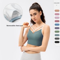 Ensemble de yoga personnalisé avec logo sur le devant, léger, recyclable, séchage rapide, extensible dans quatre directions, dos nu, grande taille, respirant, écologique, anti-UV