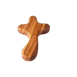 <span class=keywords><strong>Croce</strong></span> in <span class=keywords><strong>Legno</strong></span> d'Ulivo Intagliata a Mano, Forma Rotonda con Impugnatura Perfetta - Product Image 1