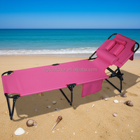 Chaise longue pliable portable en tissu Oxford pour l'extérieur, la terrasse, le bord de la piscine, avec un oreiller pour le visage