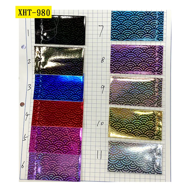Mermaid Scale Design Printed PU Metallic Mirror Holographic Synthetic Leather Fabric For Making Handicraft/Bags/Handbags