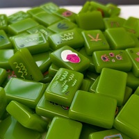 Set Mahjong Amerika Mewah Warna Hijau Lime 166 Ubin Akrilik Mah Jongg Kartun Unik dengan Penggeser Set Lengkap Kustom OEM