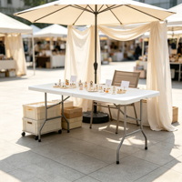 Table à manger pliable moderne en plastique robuste, table portable d'extérieur pour banquet, pique-nique, camping et fêtes