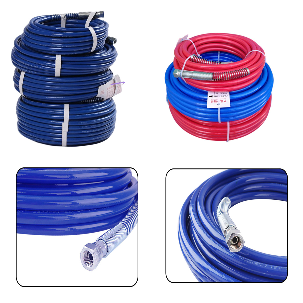 Tuyau Airless 10 M – Pression 3300 Psi, 1/4 Pouce, Bleu, Pour Pistolet Peinture