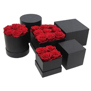 Chasewin new arrival golden supplier heart box real blooming mini 5-6cm black red eternity preserved rose for wedding decor