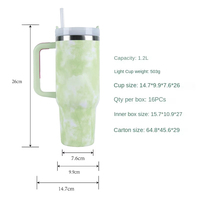 Bouteille d'eau de sport en acier inoxydable 304 de qualité alimentaire, 40 oz, gobelet de voiture, grande carafe à eau, gobelet isotherme à double paroi avec paille