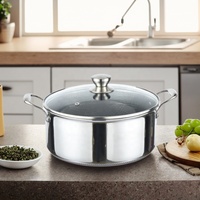 Casserole en acier inoxydable triply de haute qualité avec couvercles en verre antiadhésif Sauce de cuisine Ragoût et marmite à soupe de cuisson